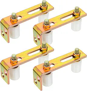MorningRo 4 Pack Slide Gate Guide Roller Adjustable Dual Nylon Rollers with L Rear Post Bracket Sliding Gate Kit Support Assembly Rolling Hardware Kit, 2-5/16" Max Capacity