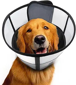 WinWeal Upgraded Soft Dog Cone Collar for Large Medium Dogs After Surgery  Adjustable Transparent Recovery Collar, Breathable Elizabethan E-Collar for Wound Healing & Anti-Licking (XXL, Black)