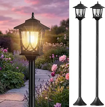 PEATOP Solar Lamp Post Lights.2Pack 63" Waterproof Outdoor Solar Post Lights,Garden Lights for Backyard Pathway, Patio,Lawn, Yard & Front Yard Decor (Including Replaceable Bulb,Warm White)