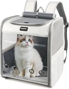 Cat Carrier Backpack, Large Pet Carrier Backpack, Cat Travel Backpack with Breathable Mesh, Cats Backpack Carrier for Small Dog Kitten Cats Carrying Bag, Pet Backpack for Hiking, Light Gray