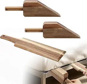2Pcs Acacia Wood Mattress Lifter & 1Pc Bed Maker Tool, Acacia Wood Mattress Lifter for Bed Making, Ergonomic Bed Helper Tool, Bed Making Assist Tool, Easy to Lift Mattress & Tuck Sheets
