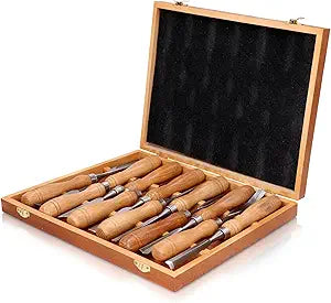 12Pcs Wood Chisel Set, 60CRV Blade Wood Carving Chisels Kit, Woodworking Chisels, Wood Carving Tools with Wooden Storage Case