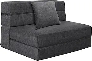 Nigoone Fold Sofa Bed Couch Twin Size with Pillow Memory Foam Convertible Sleeper Chair Bed Futon Lazy for Living Room/Home Office/Guest Beds/Apartment/Upstairs Loft, Dark Gray