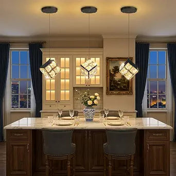 Mini Pendant Lights Crystal Chandeliers for Dining Room Kitchen Island LED Light Fixture Dimmable Handing Light for Hallway