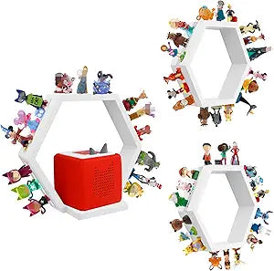 for Tonies Shelf Magnetic  Wooden Tonies Storage Shelf, Tonie Box Shelf with Tonies Holder, Wall Mounted Tonies Organizer for Kids Room (White)