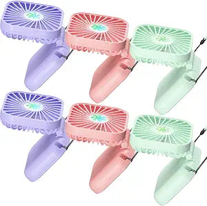 Hortsun 6 Pcs Portable Necklace Fan Bulk Gift, Vivid Color