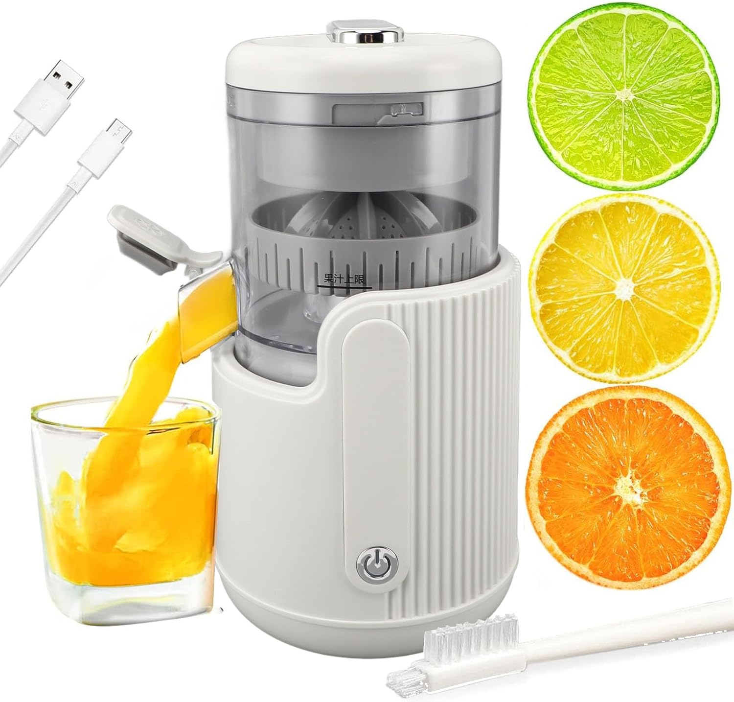Electric Citrus Juicer Leakproof, USB Rechargeable 360 Degree Motor Squeezer, 500ML Mini Portable Juicer Machine Squeezer for Orange Lemon Lime Grapefruit