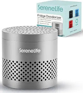 SereneLife Fridge Deodorizer & Odor Eliminator, Multi-Use Refrigerator Deodorizer Aluminum Pod for Freezer, Closet, Car, Shoes & Enclosed Spaces, Compact, Reusable & Lasts Up to 10 Years (Gray)