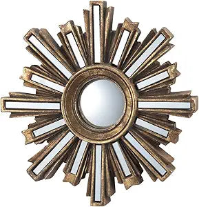 SPI Small Gold Deco Sunburst Convex Wall Mirror
