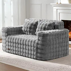 ZurNesfure Sofa Couch Loveseat, Memory Foam Couch with Pillow, Modern Cloud Couch with deep seat and Removable Washable Cover Boneless Sofas for Living Room Bedroom Apartment (Grey,Loveseat)