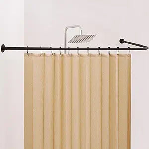 [39"-68.5"] x [55"-84.2"] Large Corner Shower Curtain Rod, L Shaped Adjustable 90 Degree Right-angled Curved Bathroom Curtain Rod with 12 Hooks and Ceiling Support
