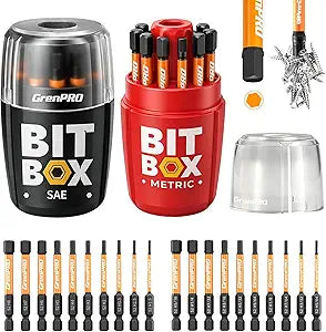 GRENPRO 20Pcs Allen Wrench Drill Bit Set, Metric & SAE Hex Bits