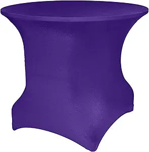 Ultimate Textile Round Fitted Stretch Spandex Table Cover - Fits 60 and 72-Inch Round Tables, Purple