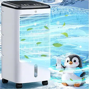 Windowless Air Conditioner, Portable Swamp Cooler with 2 Water Tanks, 4-in-1 Evaporative Air Cooler with Remote, 4 Modes 3 Speeds, 12H Timer, 4 Ice Packs, Ventless Cooling Fan for Room Home Office