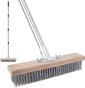 Stainless Steel Wire Brush, 59'' Long Handle Floor Scrubber for Concrete