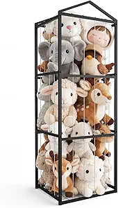 NomNest Stuffed Animal Storage Zoo, Large Metal Plushies Organizer, Heavy Duty Metal Teddy Bear Toy Holder for Kids' Bedroom & Playroom & Nursery (Non-Wheeled, Black)