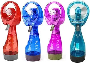 Pack of 4X Handheld Water Mist Spray Bottle Fan Portable Personal Mister for indoor Outdoor Hiking Camping Parades -Random Colors
