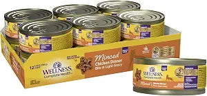 Wellness Complete Health Minced Adult Wet Cat Food, Natural, Protein-Rich, Grain Free, 5.5 Ounce, 12 Pack, (Chicken Entre)