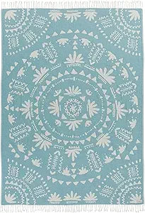 Sand Cloud Large Turkish Beach Towel - Sand Resistant - 100% Organic Turkish Cotton Yarn - Quick Dry Towel for Beach, Picnic Blanket or Throw - As Seen on Shark Tank - Boho Turquoise XL