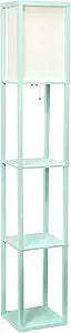 Simple Designs LF1014-TAN Etagere Organizer Storage Shelf Linen Shade Floor Lamp, Tan