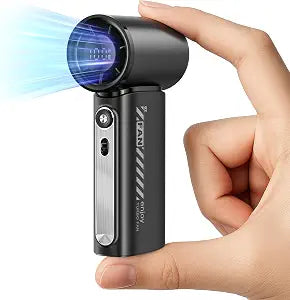 Koonie 19000 RPM High Speed Portable Handheld Fan,100 Speeds Mini Turbo Fan, 3600mAh, 12H Max Cooling Time, Digital Display, 5" Height, Rechargeable Hand Fan for Outdoor Indoor Black