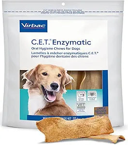 Virbac C.E.T. Enzymatic Oral Hygiene Chews for Dogs, Large - Plaque & Tartar Control - Single Layer Beefhide with Exclusive Dual-Enzyme System & Tasty Chicken Flavor - Easy to Give Dog Dental Chew