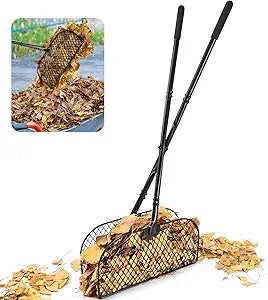 CAROD All-Metal Leaf Grabber Rake, 35.6" Long Handle, No Bending Over