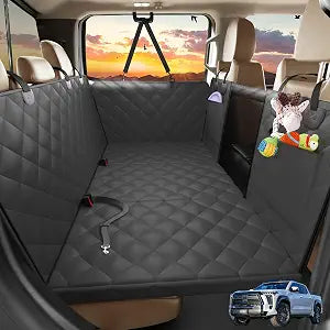 Truck Dog Seat Cover Back Seat, Updated 1.2" Soft Foam with Sturdy 3-Panel Hard Bottom, Waterproof Hammock for Crew Cab  560lbs Capacity, XL Platform, Comfort for Large and Senior Dogs