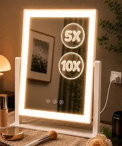 Decadence 17.3 x 13 in Lighted Makeup Mirror, 10X/5X Magnifiers
