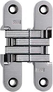 SOSS 212 Zinc Invisible Hinge with Holes for Wood or Metal Applications, Mortise Mounting, Satin Nickel Exterior Finish