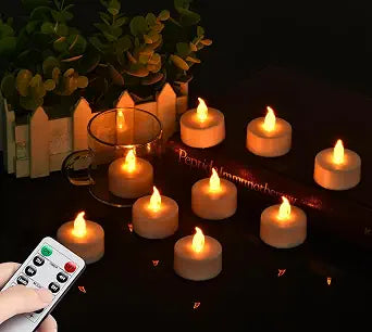 LED Tea Lights with Remote Control: Battery Operated Realistic and Bright Flickering Long Lasting 400+Hours Flameless Candles for Home Decor Holiday Wedding Party Valentine's Day(24Pcs WarmYellow)