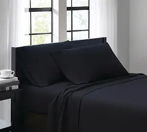 TRULY SOFT Everyday Sheet Set Black Polyester 3-Piece Twin Sheet Set, Solid Color Themed, Adult Bedding, Oeko-TEX Certified