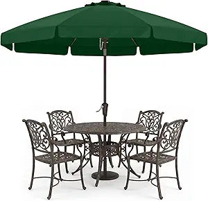 ABCCANOPY 9ft Scalloped Patio Umbrella, Outdoor Table Umbrella with Tilt and Crank, Fiberglass Ribs Deck Umbrella for Patio, Pool, Garden, Picnic (Green)
