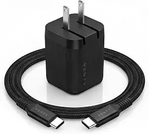 Venty 30W Fast Charger & 5 Foot Braided Cable  Designed for Original Folding Fan & Pro Series Fans, USB-C Compact Foldable Travel Design for Venty Portable Fans