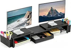 Spacrea Dual Monitor Stand Riser with Drawer and 2 Pen Holders