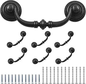 Waziaqoc Antique Drop Bail Pulls, 3.5" Hole Center, Vintage Black