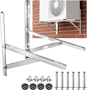 WISSCOOL Mini Split Wall Mounting Bracket for 9000-36000 BTU Air Conditioner, Foldable Heavy Duty AC Support Bracket for Wall Mount Condenser AC Heat Pump Systems, 201 Stainless Steel Max 800 Lb