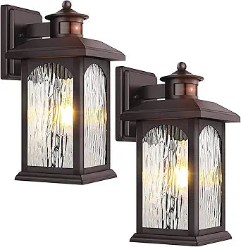 2 Pack Motion Sensor Outdoor Lights, Brown Dusk to Dawn Outdoor Lighting, Oil Rubbed Bronze Exterior Light Fixtures, Waterproof Porch Lights Wall Sconce for House, Garage, Porch, Entryway Anti-Rust