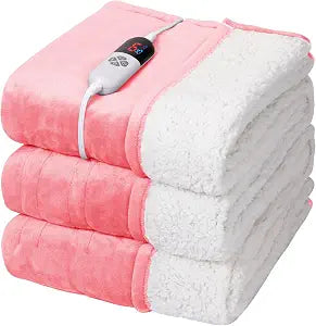 Electric Blanket Full Size - 72"x84" Fluffy Ultra Soft Flannel Heated Blanket with 6 Heating Levels & 10 Hours Adjustable Timer, Machine Washable (Pink)