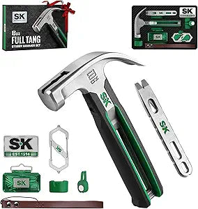 SK Fathers Day Gifts for Dad, Gifts for Men, 8-Piece Hammer Tool Set, 8oz Stubby Claw Hammer, Full Tang Hollow Metal Frame, with EVA Foam Tool Organizer, Birthday Gift for Husband, Grandpa