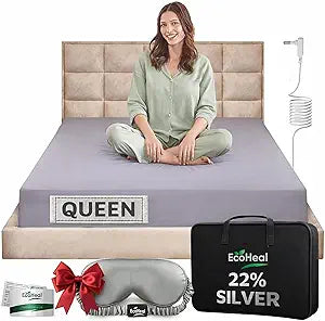 Luxury Grounding Sheets Queen 22% Silver Fiber, 74% Cotton, 4% Silk, Quality Certified Grounded Well Bed Sheet - Conductive Earth Fitted Sheet for Better Sleep, Grey