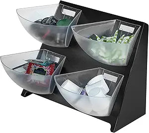 Restaurantware-Met Lux 15.5 x 10 x 10.5 Inch Coffee Accessory Caddy, 1 Premium Coffee And Condiment Organizer - 4 Removable Compartments, Black Steel Breakroom Organizer