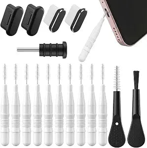 17 Pack Phone Charging Port Cleaner Dual Sided Anti Clogging Nylon Brushes Reusable Speaker Cleaning Tool Phone Charger Port Cleaner Kit for Headphones Phones Camera Tablet Computer