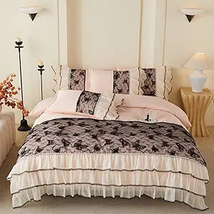 Gothic Black Butterfly Queen Duvet Cover Set,Vintage Lace Coquette Bedding,Polyester 3 PCS Comforter Duvet Cover with Zipper Closure -Soft and Light Weight,Comforter Not Included