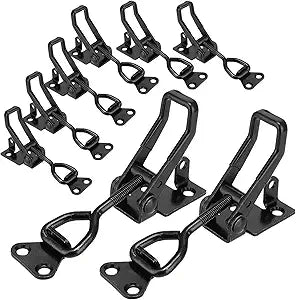 8Pack Adjustable Toggle Latch Clamp 4003 Style, Heavy Duty Toggle Clamp Latch 1320 Lbs Holding Capacity, Quick Release Hasp Clamps, Black Pull Tight Metal Latches for Smoker Door,Tool Box,Trunk Clamps