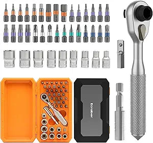 42-in-1 Screwdriver Set Drive Socket Ratchet Wrench Magnetic S2 Bits, 70N.m Household Tool Repairing Kit for Bike, Ebike, Motorbike, Automobile, Furniture, Machinery Service Kit