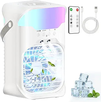 Portable Air Conditioners, Air Conditioner, Dual Nozzle AC Unit with Remote Control, 1600ML Tank, 3 Speeds, Timer & 70┬░ Adjustable Airflow, Evaporative Mini Air Conditioner for Bedroom, Office Camping