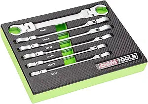 OEMTOOLS 22064 6PC Flex Head Flare Nut Wrench Set, Stocking Stuffers, Gifts for Men, Dad Gifts, Metric Wrench Set 9-21mm, Rust-Resistant Hard Chrome Finish, EVA Storage Tray