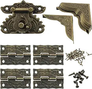 13 pcs Antique Latch Hasp Hinges & Box Corner Protectors Kit