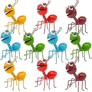 Cruis Cuka Metal Yard Art Cute Ant 10 Pcs Garden Decor for Outside Lawn Ornaments Porch Backyard Wall Sculpture Fence Decorations